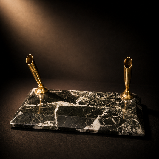 Luxury Marble Pen Holder with Gold Finish Stands – Elegant Desk Organizer & Office Décor