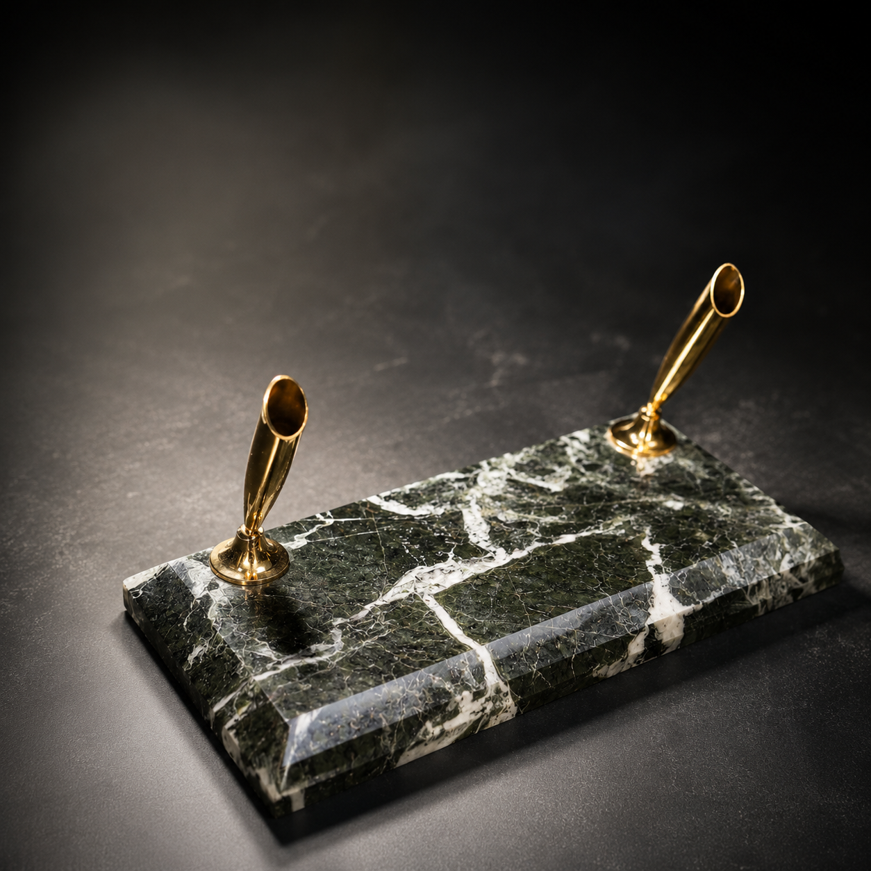Luxury Marble Pen Holder with Gold Finish Stands – Elegant Desk Organizer & Office Décor
