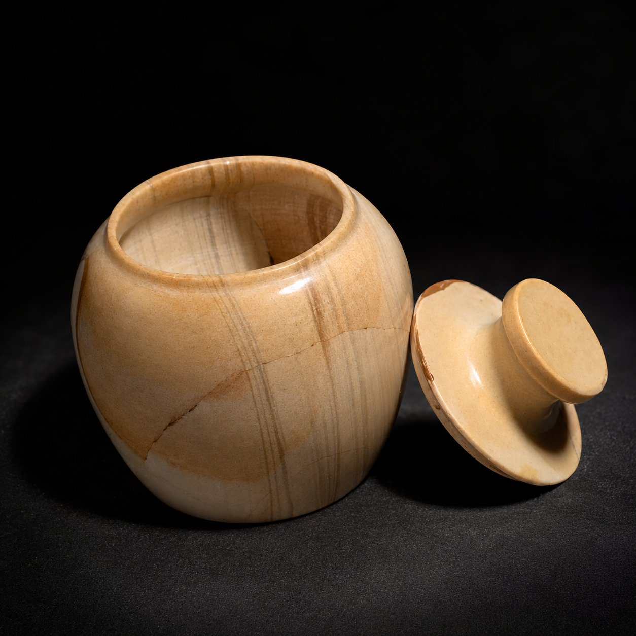 Handcrafted Natural Marble Storage Jar with Lid – Premium Stone Decorative Container for Home Décor & Organization