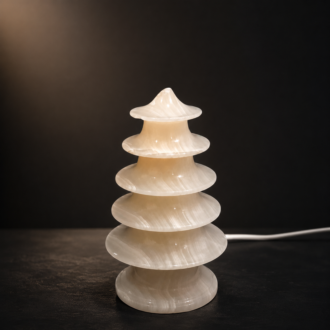 Modern Alabaster Stone Table Lamp – Elegant Warm Glow Sculptural Light Décor