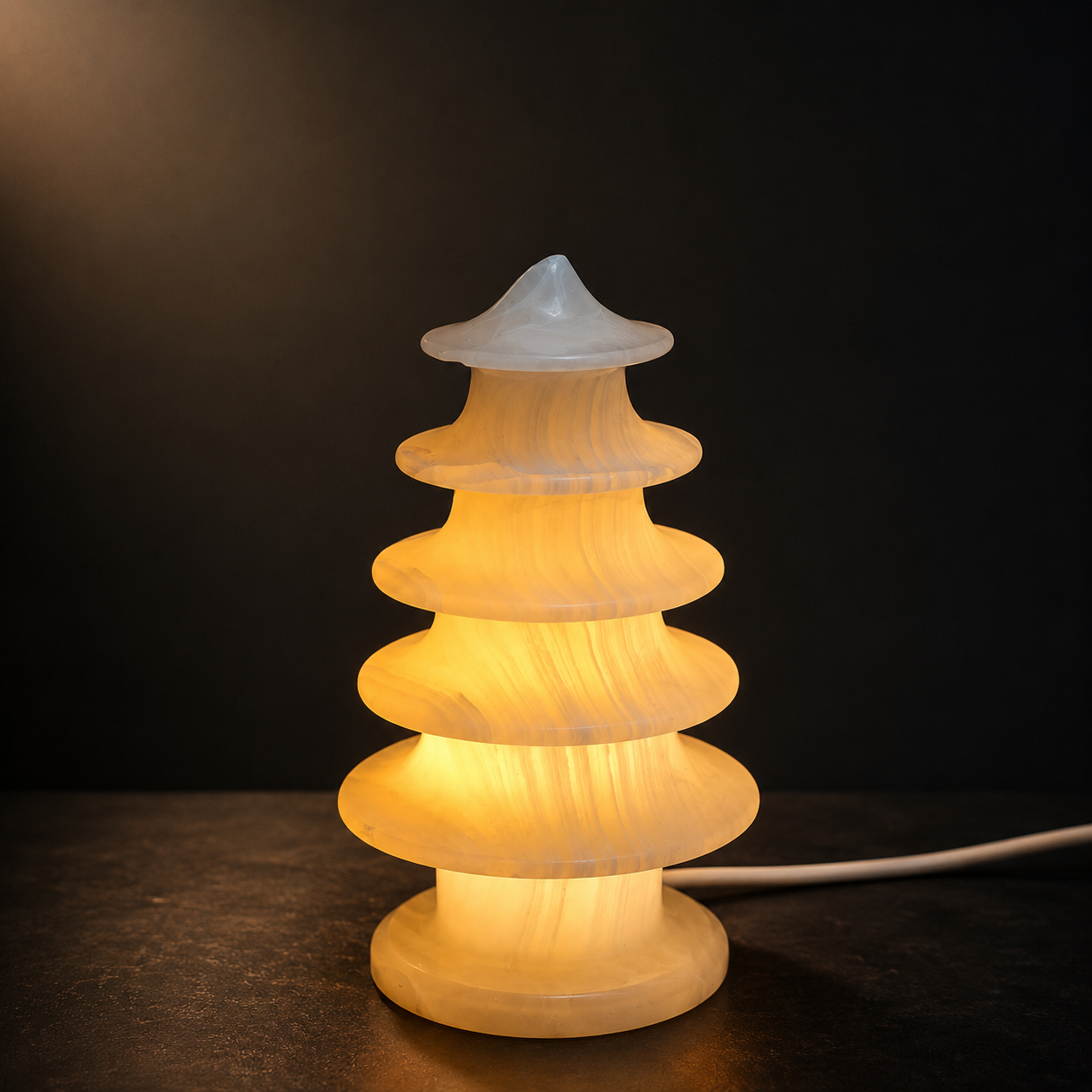 Modern Alabaster Stone Table Lamp – Elegant Warm Glow Sculptural Light Décor