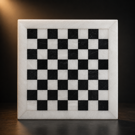 Luxury Marble Chess Set – Handcrafted Black & White Stone Board with Premium Chess Pieces