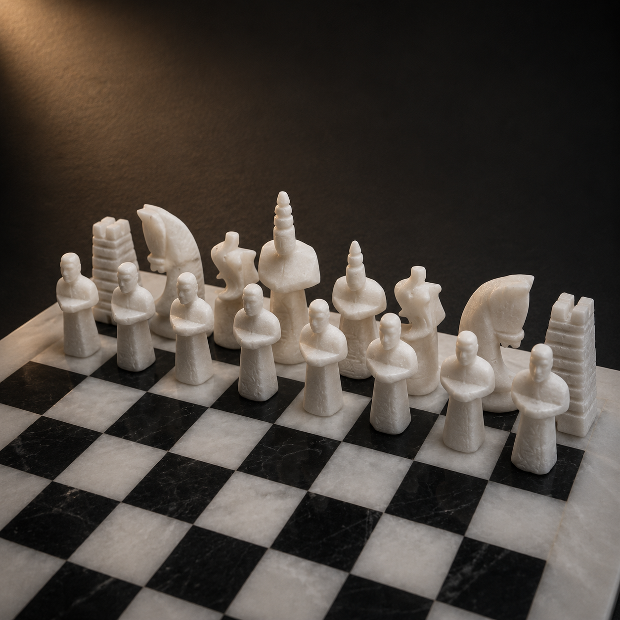 Luxury Marble Chess Set – Handcrafted Black & White Stone Board with Premium Chess Pieces
