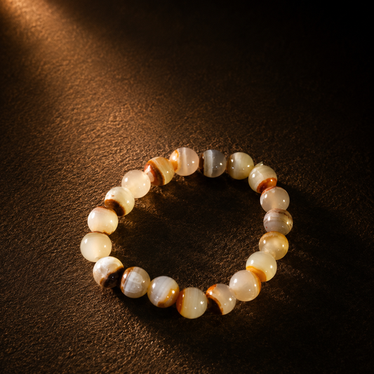 Luxury Natural Onyx Stone Bead Bracelet | Handmade Elastic Crystal Bracelet for Men & Women | Premium Gemstone Jewelry  Elegant. Natural. Timeless.