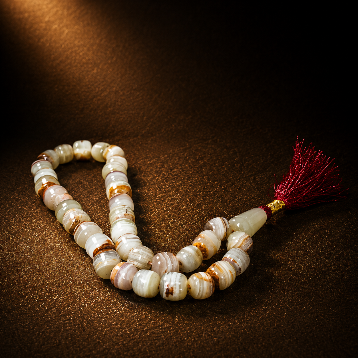 Luxury Natural White Onyx Marble Tasbih – 33 Beads Handmade Islamic Prayer Beads | Premium Misbaha for Men & Women